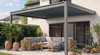 Pergola bioclimatique aluminium anthracite - salon d'extérieur sur terrasse