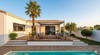 Pergola bioclimatique adossée à une villa - terrasse bois et piscine