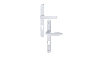 Ensemble de porte HOPPE New York sur plaque étroite 24 mm - clé I - carré 7, entraxe 70 - blanc RAL 9016