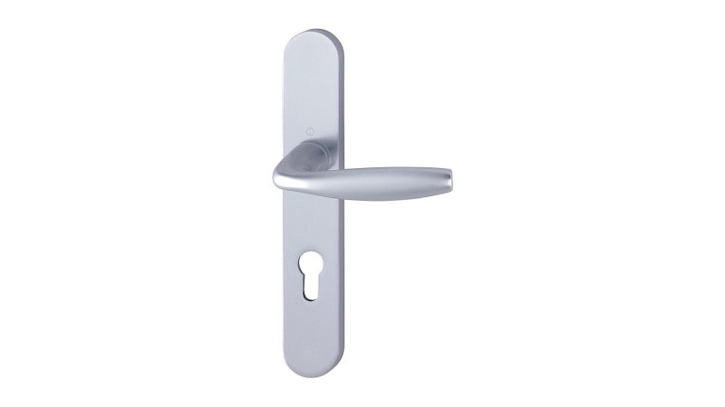 Ensemble de porte HOPPE New York plaque 195 mm clé L argent