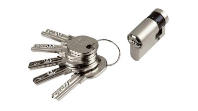 Demi-cylindre à clé ISEO R6 30 x 10 mm laiton nickelé 5 clés