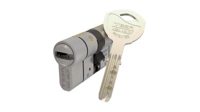 Cylindre de haute sûreté TESA T70 laiton nickelé avec ses 5 clés réversibles brevetées