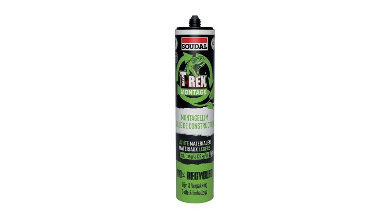 Colle de montage aqueuse T-Rex Green Soudal cartouche 350 g
