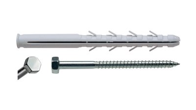 Chevilles longues nylon pour sabots de charpente avec vis tête hexagonale G&B Fissaggi