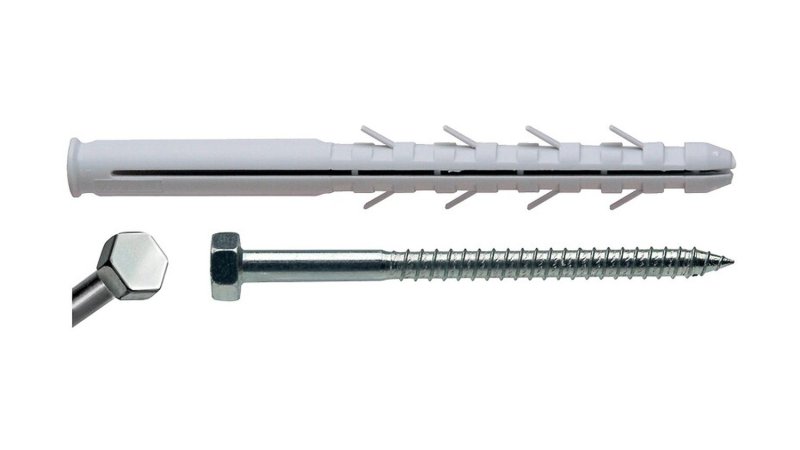 Chevilles longues nylon pour sabots de charpente avec vis tête hexagonale G&B Fissaggi