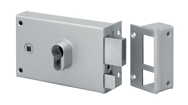Serrure de grille en applique horizontale à fouillot cylindre européen 9762 Métalux