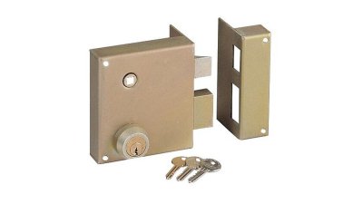 Serrure de grille extra-renforcée en applique verticale cylindre rond 900 JPM