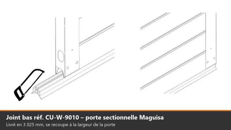 Joint bas d’origine pour porte de garage sectionnelle Maguisa — réf. CU-W-9010