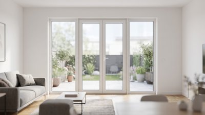Porte-Fenêtre PVC 4 Vantaux (2 Fixes + 2 Ouvrants) Sur Mesure | Aluplast