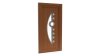 Porte d'entrée PVC modèle 003 – Vitrée Design, Demi-Lune, Hublot et Pastilles, visuel en finition bois