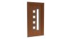 Porte d'entrée PVC modèle 014 – Semi-Vitrée Moderne, 4 Carreaux et Fente Verticale, visuel en finition bois