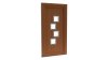 Porte d'entrée PVC modèle 018 – Semi-Vitrée Moderne, 4 Carreaux en Quinconce, visuel en finition bois
