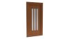 Porte d'entrée PVC modèle 024 – Semi-Vitrée Moderne, 3 Fentes Verticales, visuel en finition bois