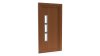 Porte d'entrée PVC modèle 028 – Semi-Vitrée Moderne, 3 Vitrages Décalés, visuel en finition bois