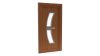Porte d'entrée PVC modèle 047 – Vitrée Design, 2 Vitrages en Arc et Baguettes, visuel en finition bois