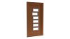 Porte d'entrée PVC modèle 049 – Semi-Vitrée Moderne, 6 Vitrages Horizontaux Décalés, visuel en finition bois