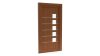 Porte d'entrée PVC modèle 050 – Semi-Vitrée Moderne, 5 Carreaux et Longues Baguettes, visuel en finition bois