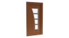 Porte d'entrée PVC modèle 052 – Semi-Vitrée Design, 4 Vitrages Effilés en Courbe, visuel en finition bois
