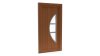 Porte d'entrée PVC modèle 056 – Vitrée Style Ancien, Demi-Lune à Traverses, visuel en finition bois