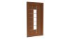 Porte d'entrée PVC modèle 064 – Vitrée Moderne, Vitrage Vertical et 6 Baguettes, visuel en finition bois