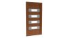 Porte d'entrée PVC modèle 065 – Semi-Vitrée Moderne, 4 Bandeaux Vitrés, visuel en finition bois
