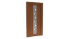Porte d'entrée PVC modèle 071 – Semi-Vitrée Moderne, Bande Semée de 6 Carreaux, visuel en finition bois