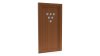 Porte d'entrée PVC modèle 076 – Semi-Vitrée Design, 6 Pastilles en Triangle, visuel en finition bois