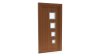 Porte d'entrée PVC modèle 077 – Semi-Vitrée Moderne, 4 Carreaux Décroissants, visuel en finition bois