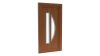 Porte d'entrée PVC modèle 086 – Vitrée Design, Long Vitrage et Demi-Lune, visuel en finition bois