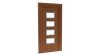 Porte d'entrée PVC modèle 092 – Vitrée Moderne, 4 Vitrages Horizontaux en Échelle, visuel en finition bois