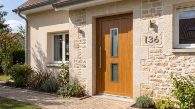 Porte d'entrée PVC sur mesure Vitrée Moderne, 2 Vitrages Superposés – modèle 136, photo d'ambiance