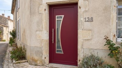 Porte d'Entrée PVC Sur Mesure – Vitrée Contemporaine, Grand Vitrage Galbé
