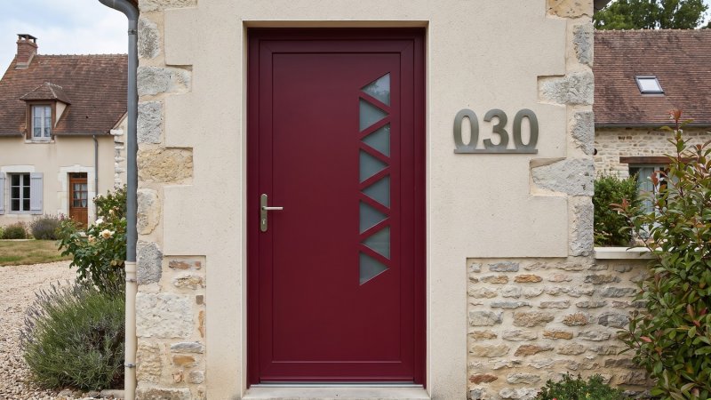 Porte d'entrée PVC sur mesure Semi-Vitrée Design, Triangles en Dents de Scie – modèle 030, photo d'ambiance