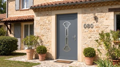 Porte d'entrée PVC sur mesure Vitrée Style Ancien, 2 Éventails et 2 Vitrages – modèle 080, photo d'ambiance