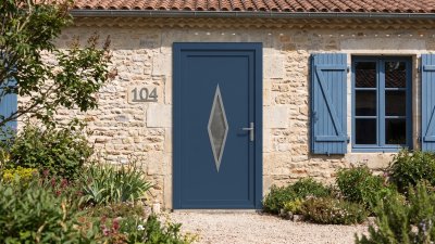 Porte d'entrée PVC sur mesure Semi-Vitrée Design, Grand Losange – modèle 104, photo d'ambiance