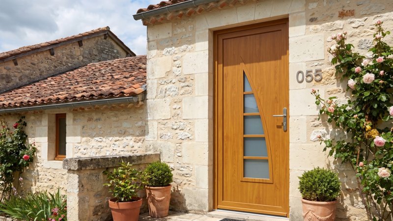 Porte d'entrée PVC sur mesure Vitrée Design, Voile en 5 Sections – modèle 055, photo d'ambiance