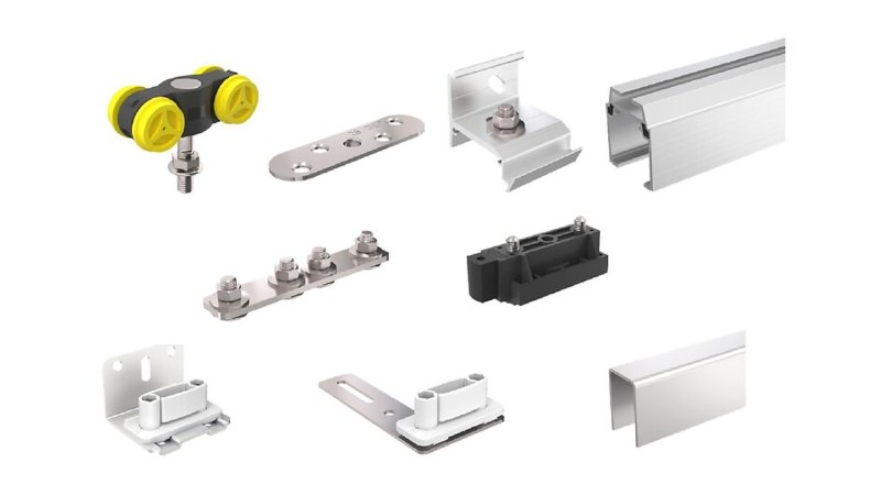 Kit complet rail et ferrures Win-Slide 2 Mantion pour volet coulissant 2 vantaux