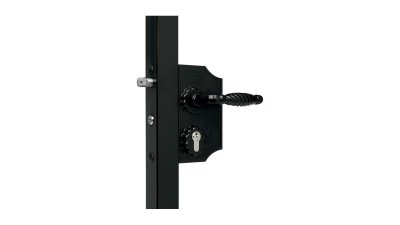 Serrure de portail battant style fer forgé en applique - cylindre européen - tubes 30 à 50 mm - noire - Locinox LAKQ30H2