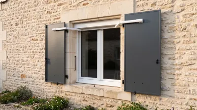 Moteur de volet battant sur mesure posé sous le linteau, volet à 2 vantaux et ses deux bras