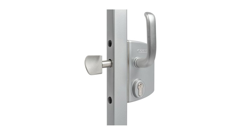 Serrure de portail coulissant coffre aluminium argent Locinox LSKZ80