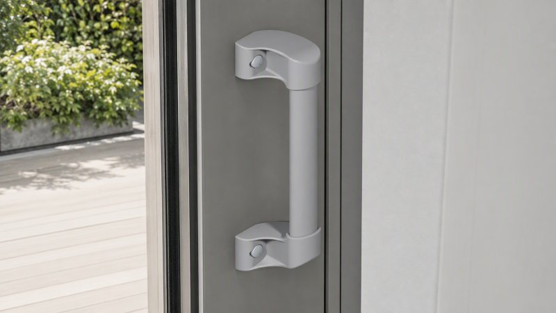 Poignée de tirage posée sur une baie coulissante aluminium