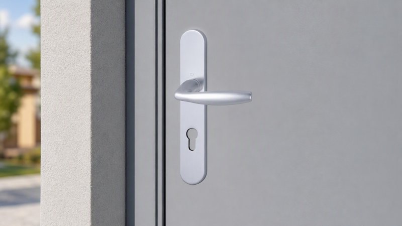 Ensemble de porte posé sur une porte d'entrée aluminium