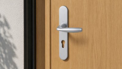 Ensemble de porte posé sur une porte d'entrée en bois