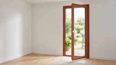 Porte-fenêtre bois 1 ouvrant oscillo-battant — meranti verni