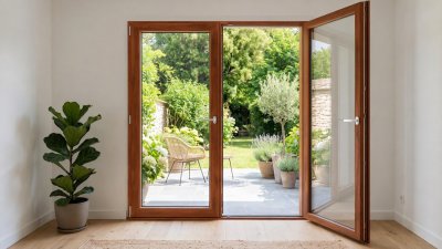 Porte-fenêtre bois 2 ouvrants — meranti verni