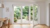 Porte-fenêtre bois 3 vantaux, 3 ouvrants — pin peint en blanc