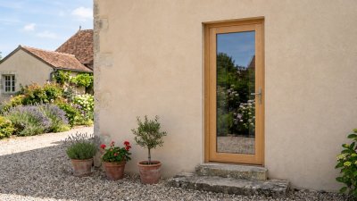 Porte de Service Bois Vitrée Sur Mesure – 1 Vantail | Pin, Meranti ou Chêne
