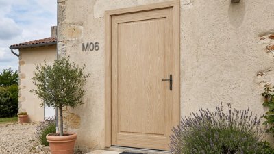 Porte d'Entrée Bois Sur Mesure – Panneau Mouluré Cadre Simple