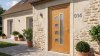 Porte d'entrée bois modèle 014 sur mesure — photo d'ambiance, chêne verni