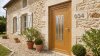 Porte d'entrée bois modèle 034 sur mesure — photo d'ambiance, chêne verni